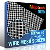 MAPORCH 304 Stainless Steel Mesh Screen Type Mesh 10 Wire 11.4"X 23.6" (29cm X 60cm) Woven Vent Mesh, Metal Wire Mesh for Air Ventilation, Door, Shower Drain and Cabinet (1PCS)