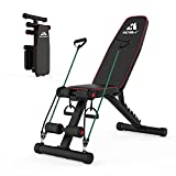 MCNBLK Adjustable Weight Bench 400lbs Capacity, Incline Decline Weight Lifting Workout Bench Home Gym, Multi-Position Utility Bench for Full Body Workout, Folding Dumbbells Bench with Elastic Ropes