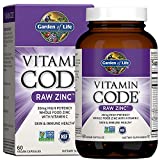 Garden of Life Vitamin Code Raw Zinc, 30mg Whole Food Zinc Supplement + Vitamin C, Trace Minerals & Probiotics for Immune Support, Certified Vegan Non-GMO & Gluten Free Zinc Supplements, 60 Capsules