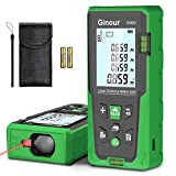 Laser Measure, Ginour Mute Laser Distance Meter 60m/196Ft M/In/Ft Â±1mm Accuracy with 2 Bubble Levels, Backlit LCD and Pythagorean Mode, Carry Bag and Battery, for Measuring Distance, Area, Volume