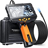 5 inches IPS Inspection Camera, Teslong Dual Lens Borescope-Endoscope Camera, Snake Camera with 8mm 16.4ft Flexible Cable, IP67 Waterproof with 7 LEDs, 5000mAh, Flashlight, Sturdy Case, 32GB, Zoom