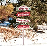 North Pole and Santa's Workshop Directional Yard Sign - Made of Wood, 3 Feet Tall - Outdoor Christmas Decor