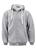 North Pole Men's Heavyweight Thermal Zip Up Hoodie Warm Sherpa Lined Sweater Jacket (Light Grey, 2XL)