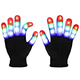 JoFAN Light Up Gloves LED Gloves Rave Cool Toys Gifts for Kids Teens Boys Girls Christmas Stocking Stuffers Party Favors (Ages 4-9, Black)