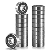 ANCIRS 20pcs 608-2RS Ball Bearing Double Rubber Sealed Miniature Deep Groove 608rs for Skateboard Inline Scooter Roller Blade Skate(8mm x 22mm x 7mm)