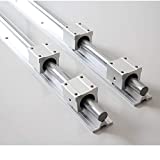 Linear Rail Guide 20mm 2Pcs SBR20-1500mm(59.1 inch) Linear Slide Rail + 4Pcs SBR20UU Bearing Linear Guide Slide Blocks for CNC Machine