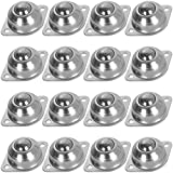 16 PCS 5/8 Inch Roller Ball Transfer Bearing, Flange Mounted Carbon Steel Round Ball Transfer Unit, Universal Rotation Ball Casters for Conveyor, Roller Stand, Transmission, Load Capacity 33 lbs