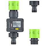 RAINPOINT Water Meter, LCD Water Flow Meter Smart Flowmeters with Two Quick Connectors, for Lawn Sprinkler Garden Hose Irrigation System RV Tank, Measuring in Gallons or Liter