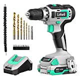 Litheli Cordless Drill Driver 20V, Power Drill Screwdriver Tools for Home Improvement, 3/8" Keyless Chuck, 18+1 Torque Settings, Variable Speed, with 2.0 Ah Battery & 1 Hour Fast Charger