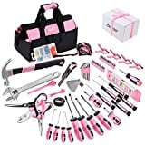 FASTORS Pink Tool Set, 228-Piece Tools with Pink Tool Kit for Women Home Improvement, The Tool Set with 12-Inch Wide Mouth Open Storage Tool Bag, Can As a Great Gift for Women