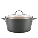 Ayesha Curry Home Collection Hard Anodized Nonstick Stock Pot/Stockpot with Lid, 10 Quart, Charcoal Gray