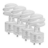 SleekLighting - 13Watt GU24 Base 2 prong light bulbs- UL approved-120v 60Hz - Mini Twist Lock Spiral -Self Ballasted CFL Two Pin Fluorescent Bulbs- 4200K 900lm Cool White 4pack (60Watt Equivalent)