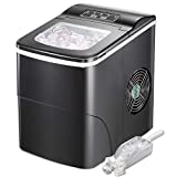 AGLUCKY Ice Maker Machine for Countertop, Portable Ice Cube Makers, Make 26 lbs ice in 24 hrs,Ice Cube Rready in 6-8 Mins with Ice Scoop and Basket for Home/Office/Bar (Black)