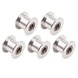 WINSINN GT2 Idler Pulley 20 Toothless 5mm Bore 10mm Width Timing Pulley Wheel Aluminum for 3D Printer (Pack of 5Pcs)