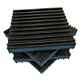 HEAVY DUTY ANTI VIBRATION ISOLATION PADS 6" X 6" X 7/8" RIBBED RUBBER WITH BLUE COMPOSITE FOAM CENTER, QUANTITY 4