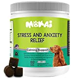 MOKAI Natural Calming Chews for Dogs | Healthy Dog Separation Anxiety Treats for Good Behavior, Composure, Hyperactivity, Travel and Fireworks | Canine Stress Relief Bites for Pets 60 Soft Chews