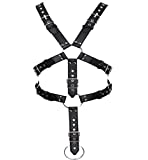 HJZLSSYS Leather Harness Men Leather Body Chest Half Harness Adjustable Black (Style-11)