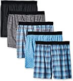 Hanes Ultimate Men's Yarn Dye Exposed Waistband Boxer-Multiple Packs and Colors, Assorted-5 Pack, Large