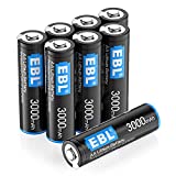 EBL 8 Pack 3000mAh 1.5V Lithium AA Batteries - High Performance Constant Volt AA Lithium Metal Battery for High-Tech Devices (Non-Rechargeable)