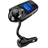 Nulaxy Bluetooth FM Transmitter for Car, Upgraded Manual Power On/Off Switch Wireless Car Radio Bluetooth Adapter Supports Hands free Calls, USB Fast Charging, microSD Card, Aux Play - KM18 Plus Black