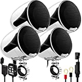 GoHawk AN4-QX All-in-One 1200W Built-in Amplifier 4.5" Waterproof Bluetooth Motorcycle Stereo 4 Speakers Audio Amp System AUX for 1-1.25" Ape-Hanger Handlebar Harley CVO Touring Cruiser Custom