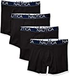 Nautica Men's Cotton Stretch 4 Pack Boxer Brief, Black, Medium