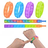 Push Pop Bubble Wristband Fidget Toys, Set of 6 Wearable Autism Special Needs Stress Reliever ,Hand Finger Press Silicone Bracelet Toy for Kids and Adults (Multicolor-6)
