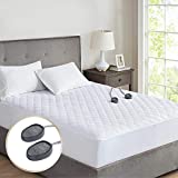 Beautyrest 100% Cotton Heated Mattress Pad, Dual Temperature Control Electric Bed Warmer with 18" Deep Pocket, 20 Level Setting, Auto Shut Off Safety, King, Deluxe White