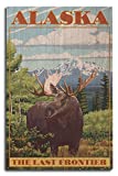 Alaska, The Last Frontier, Moose Wood Wall Sign (10x15 Rustic Home Decor, Ready to Hang)