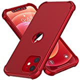 ORETECH Designed for iPhone 12 Case, Compatible with iPhone 12 Pro Case with 2 x Tempered Glass Screen Protector Shockproof Protective Soft TPU Silicone Phone Case for iPhone 12/12 Pro Case-6.1''Red