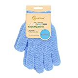 Evridwear Exfoliating Dual Texture Bath Gloves for Shower, Spa, Massage and Body Scrubs, Dead Skin Cell Remover, Gloves with hanging loop (1 Pair Moderate)