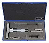 Accusize Industrial Tools 0-6'' by 4'' Base Depth Micrometer, 0.001'' Resolution, 6 Rods, 2025-4201