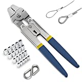 SANUKE Wire Rope Crimping Swaging Tool Cable Crimps up to 2.2mm(2/32inch) with 160pcs 4sizes Aluminum Double Barrel Ferrule Crimping Loop Sleeve and 10pcs Stainless Steel Thimble Assortment Kit