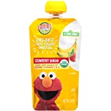 Earth's Best Organic Kids Snacks, Sesame Street Toddler Snacks, Organic Fruit Yogurt Smoothie for Toddlers 2 Years and Older, Strawberry Banana, 4.2 oz Resealable Pouch (Pack of 12)