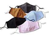 Face Masks Reusable Handmade Waterproof Cotton made in USA with filter pocket washable for women men pink gray black blue mustard yellow Pack of 5