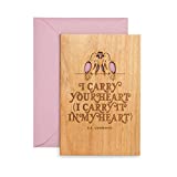 I Carry Your Heart Lovebirds E.E. Cummings Wood Card [Personalized Gifts, Custom Message, Anniversary, Wedding, Birthday, Just Because, Christmas, Holiday, Stocking Stuffers]