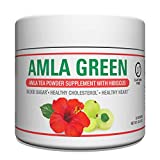 Organic AMLA GREEN Tea Powder – Great Tasting, 20x Concentrated Amla + Oolong Tea Antioxidant Blend – Raw, Vegan, Organic, Non-GMO, Amla Powder (30 Servings, Hibiscus)