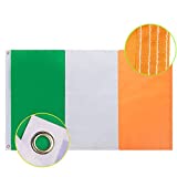 FLAGBURG Ireland Flag 3x5 FT, Irish Flags with Sewn Stripes (Not Print), Canvas Header & Brass Grommets, Vivid Color, Triple Stitching, 100% High-Grade Nylon for All-Weather Outdoor Display