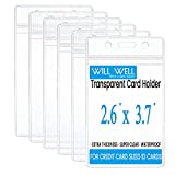 6 Pcs Extra Thick ID Card Badge Holder, Vertical Clear PVC Card Holder with Waterproof Resealable Zip Type (2.6×3.7 inches Inner Size)