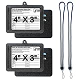 Vaccine Card Holder PU Leather Cover 4x3, Vaccination Card Protector with Skin-Friendly Lanyard Vaccination Card Holder Vaccine Card Protector with Soft Silicone Lanyard [2 Packs] - Black