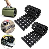 Reliancer 2PC Traction Tracks Mats TPR 31.5" L Tire Recovery Track Pad Roll Car Vehicle Tyre Traction Boards Tire Ladder Track Grabber Auto Emergency Traction Aid w/Bag for Off-Road Mud Snow Ice Sand