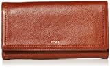 Fossil Women's Logan Faux Leather Wallet RFID Blocking Flap Clutch Organizer, Brown