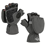Palmyth Ice Fishing Gloves Convertible Mittens Flip Fingerless Mitt with Thinsulate 3M Warm for Cold Weather and Winter Men Women Photography Running Camera (Gray, Large)