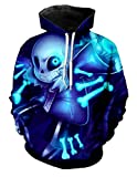 Cosplaybala Tale Sans Cosplay Costume Sweatshirt 3D Printed Skull Hoodie (Blue, M)