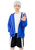 C-ZOFEK Sans Cosplay Blue Jacket Hoodie with Shorts for Costume (Small)