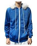 BoerMee Kids Sans Blue Jacket Hoodie Cosplay Costume Adult Frisk Fleece Hooded Pullover Sweatshirts Coat Halloween (Kids, M)