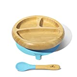 Avanchy Bamboo Baby Plate - Silicone Suction - Suction Plates and Bowls for Toddlers - 9 Months and Older - 7" x 2" (Blue)