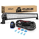 Nilight LED Light Bar 32Inch 180W Spot Flood Combo Led Off Road Lights 12V 5Pin Rocker Switch LED Light Bar Wiring Harness Kit, 2 Years Warranty (ZH079), Clear,White