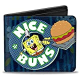 SpongeBob SquarePants mens Buckle-down Pu Bifold - Spongebob Nice Buns Wallet, Multicolor, 4.0 x 3.5 US