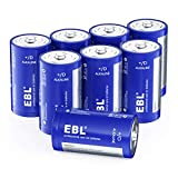 EBL D Batteries - Long Lasting Alkaline D Cell Batteries, Maximum Power Perfect for Daily Use and Business ( 8 Counts)
